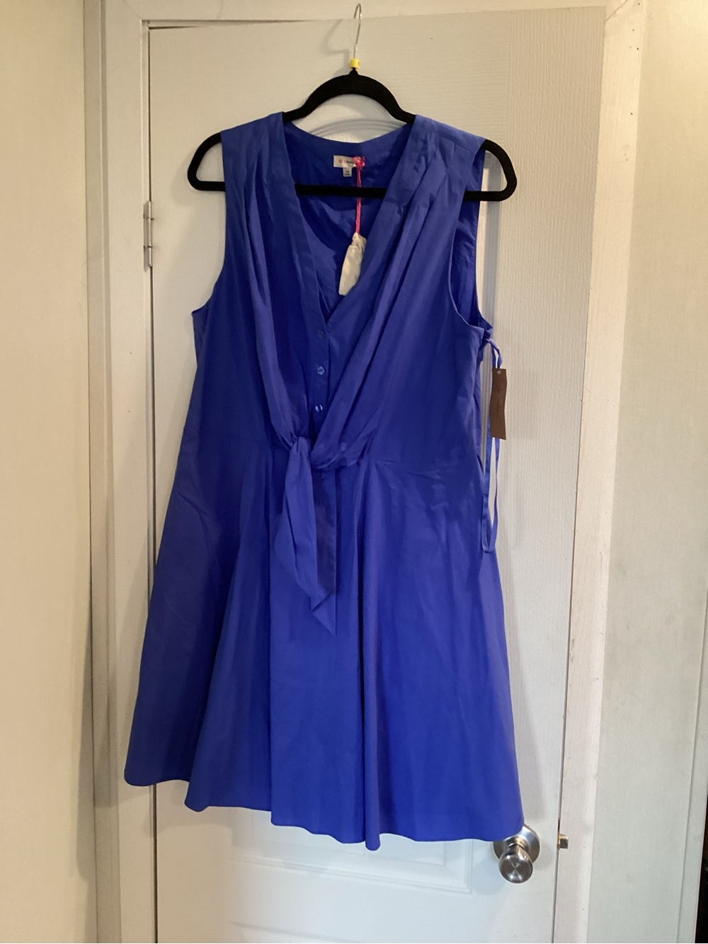 Daniel Cremieux Sleeveless Royal Blue Tie-Waist Midi Dress 14 BNWT